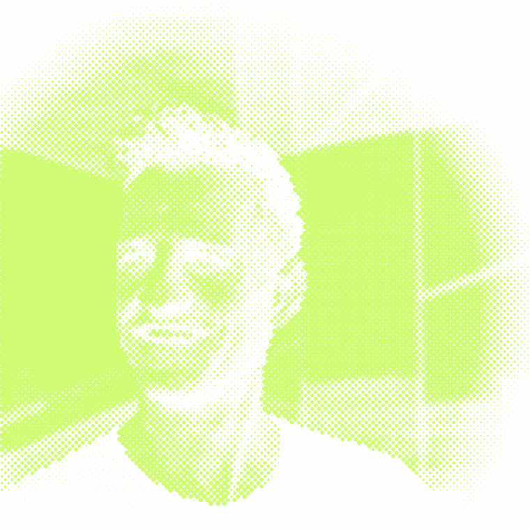Vedran Perić in profile, as a halftone print